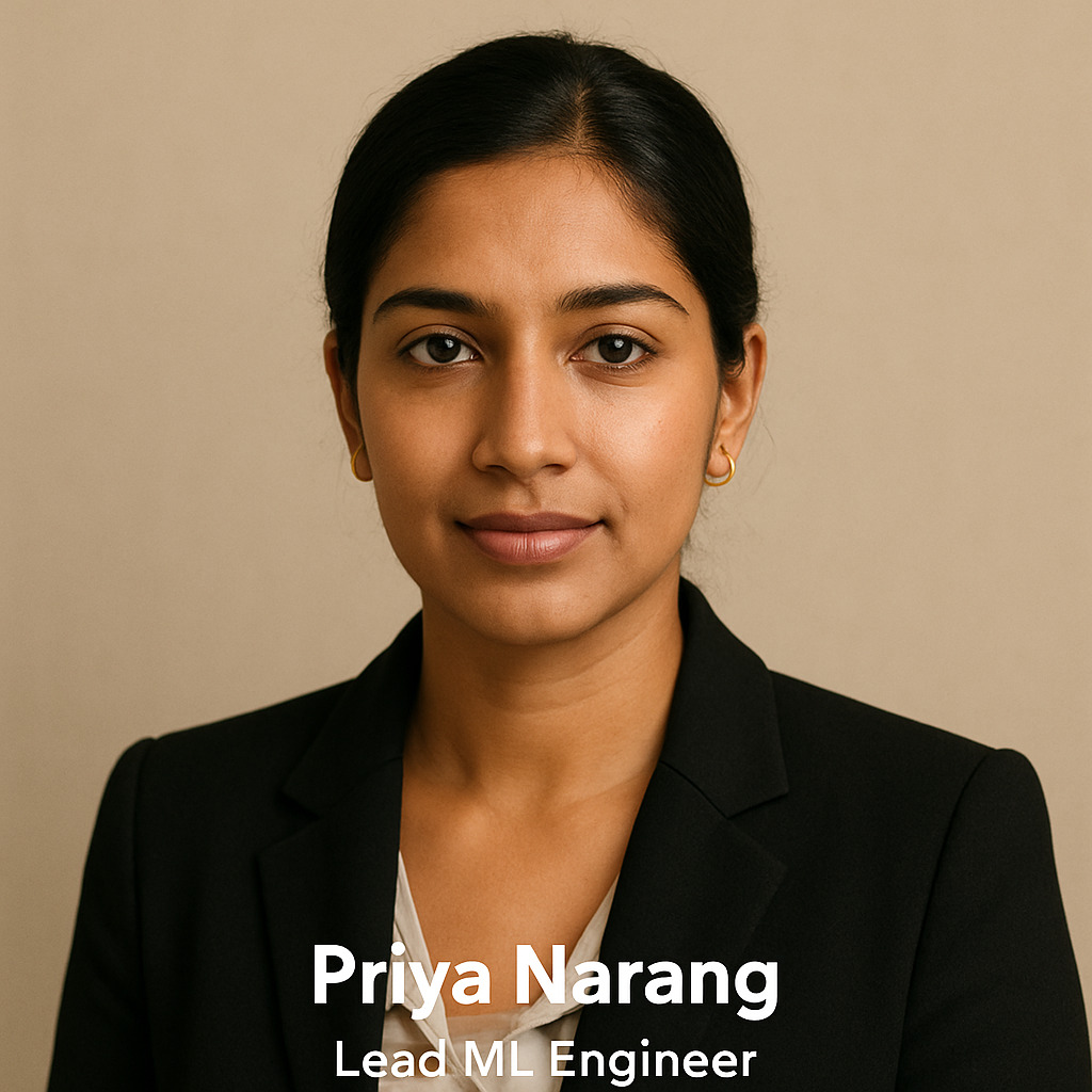 Headshot of Priya Narang, Lead ML Engineer at SpaSignals